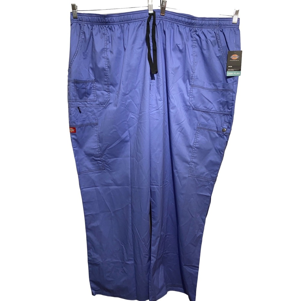 Dickies Gen Flex Mens 5X Cargo Scrub Pants Blue NWT Stretch Utility Big Tall